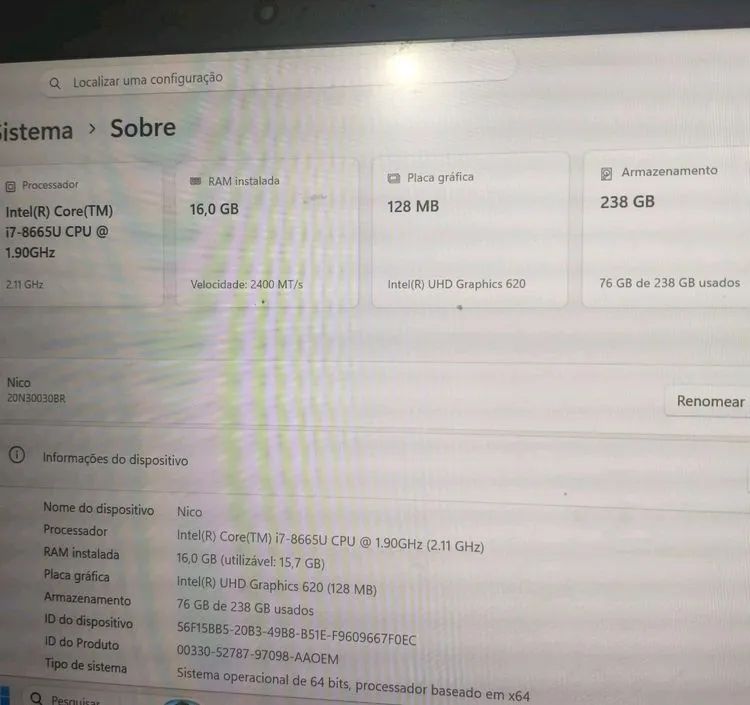 notebook lenovo thinkpad t490 i7 16gb ram - Foto 2