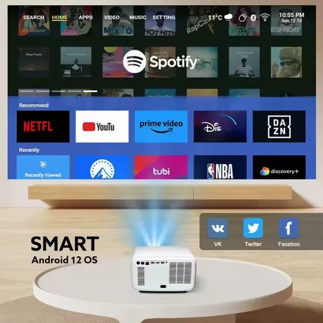 Flixtone D9W Ultra 3000 ANSI Lumens 1080P Nativo - Suporte a 4K - Android 12 - Foto 3