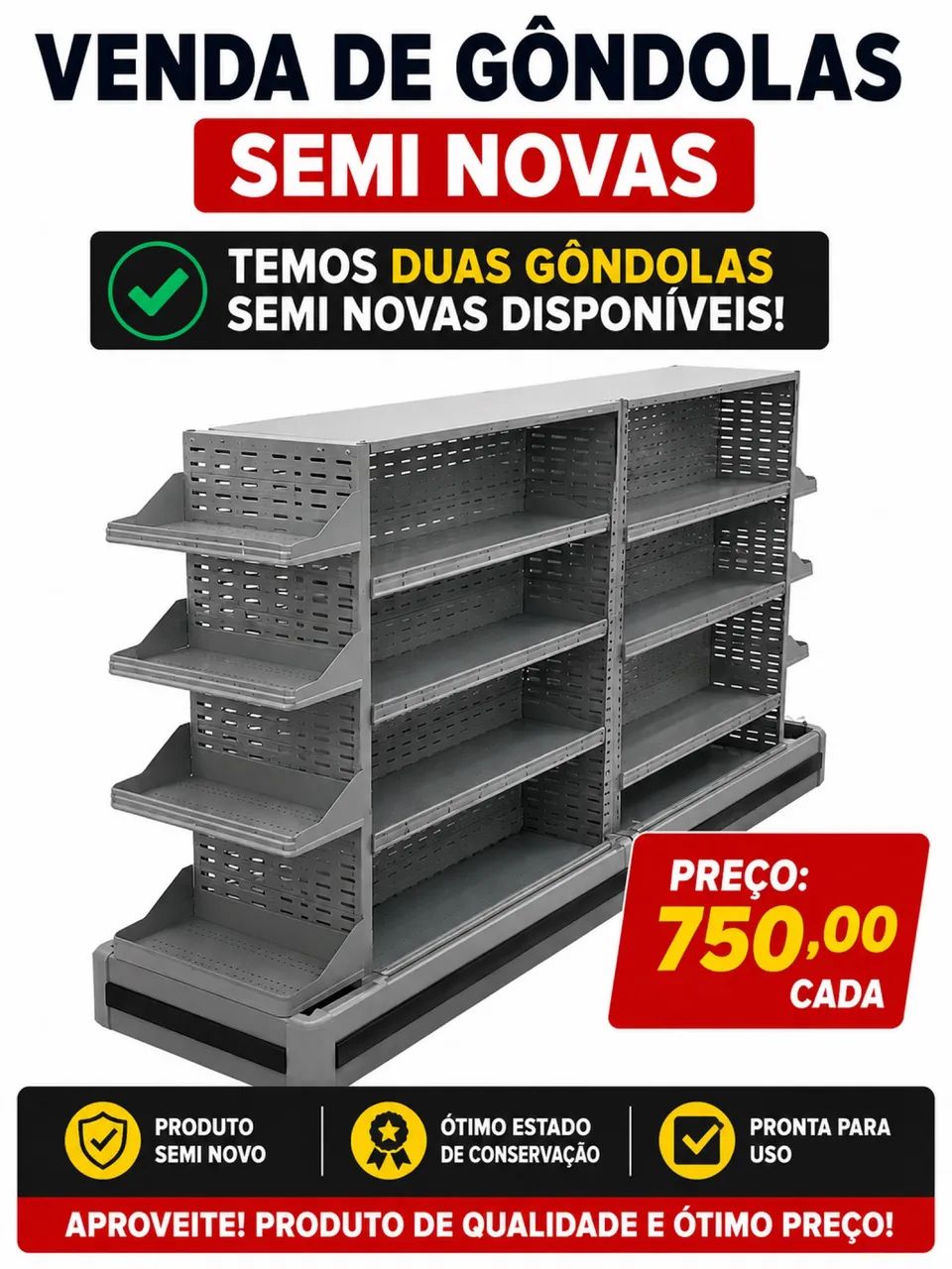 Gôndola central dupla face de supermercado - Foto 2
