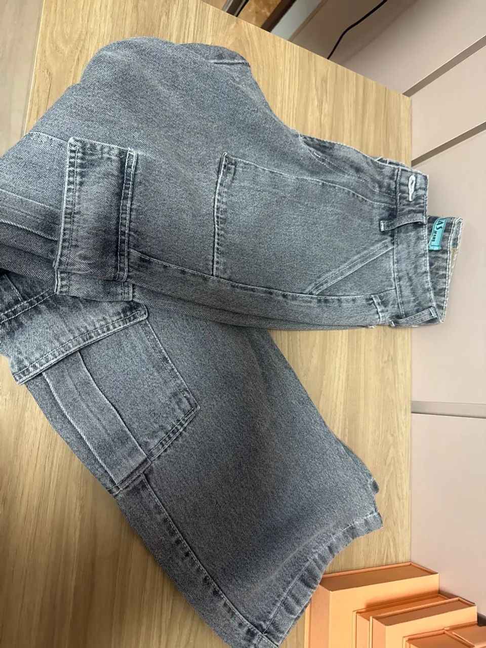 Calça Jeans Cinza Cargo  - Foto 3