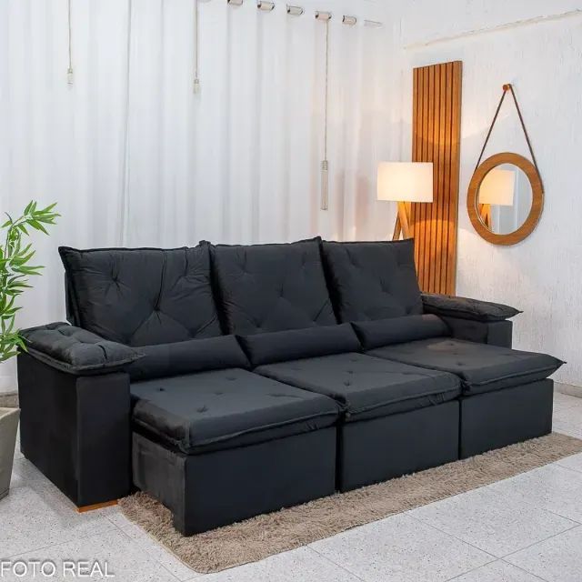 !!! ENTREGA GRATIS !!! Sofá Retrátil Reclinável City 2.70m Veludo