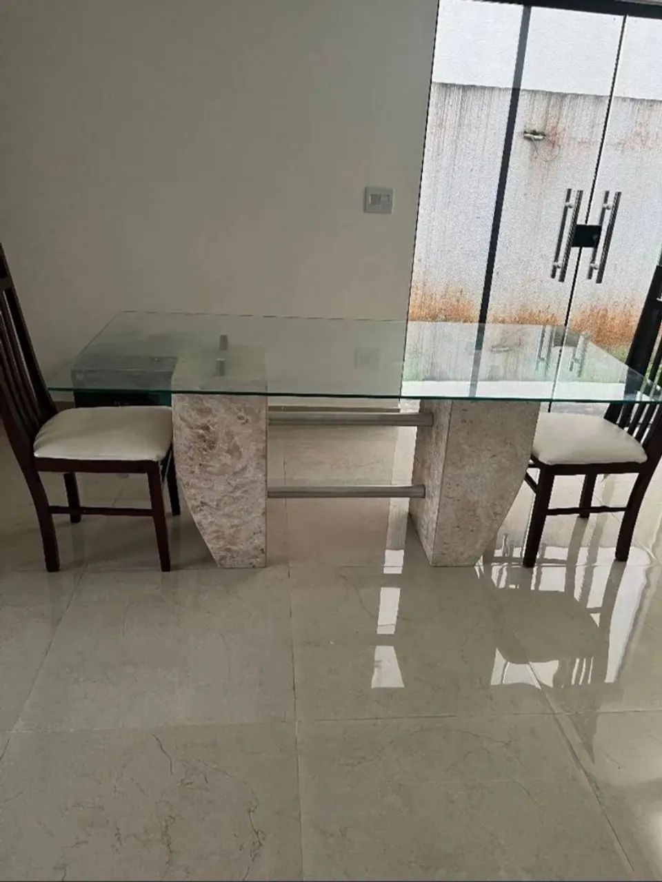 Base de mármore de mesa + Tampo (NÃO INCLUI CADEIRAS) de vidro - Foto 2