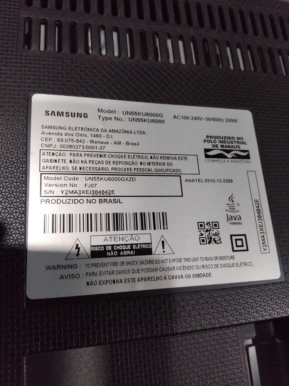 Tv Samsung 55 pol com defeito