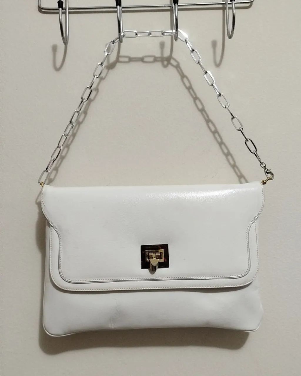 bolsa clutch branca couro legítimo dior