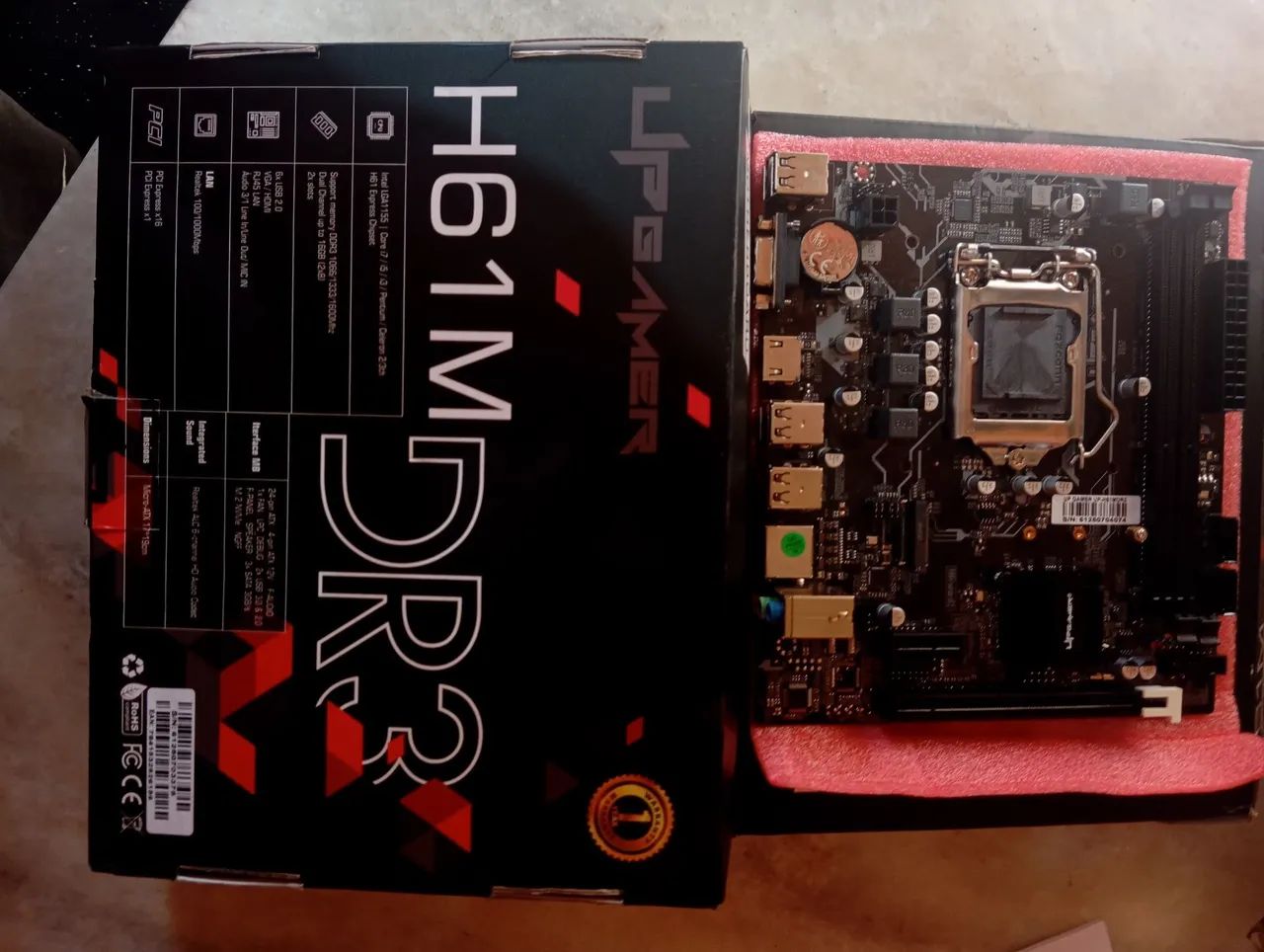 PLACA-MÃE H61 LGA 1155 + CAIXA E ACESSÓRIOS - Foto 3
