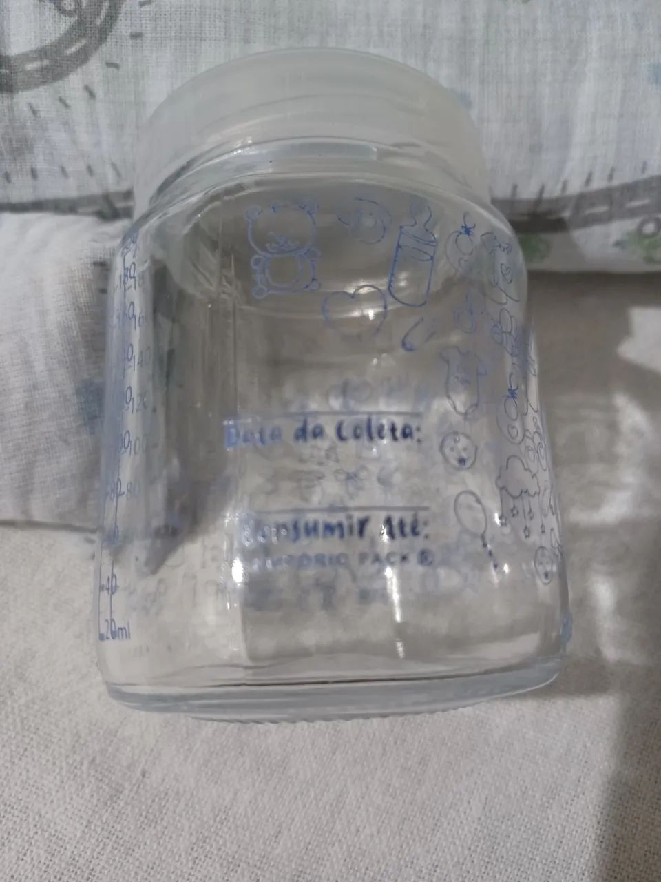 Kit LENÇOL BERÇO COM ELÁSTICO E POTE VIDRO COLETA LEITE - Foto 2