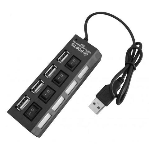 Hub Usb Com 4 Portas Com Chave Power Individual - Preto