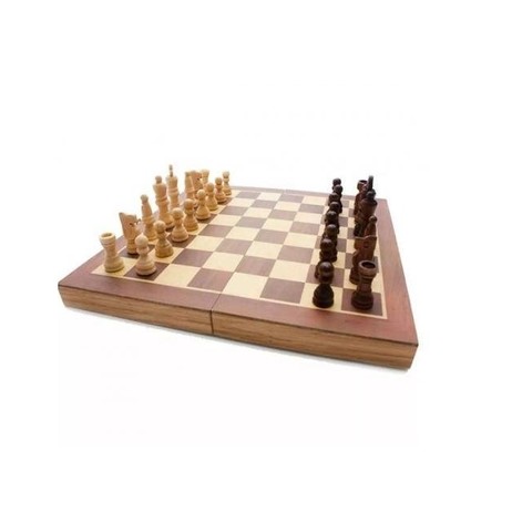 Jogo tabuleiro 3 em 1 xadrez dama e gamao com maleta dobravel madeira
