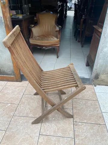 Cadeira Antiga Ripada E Dobrável - Foto 2