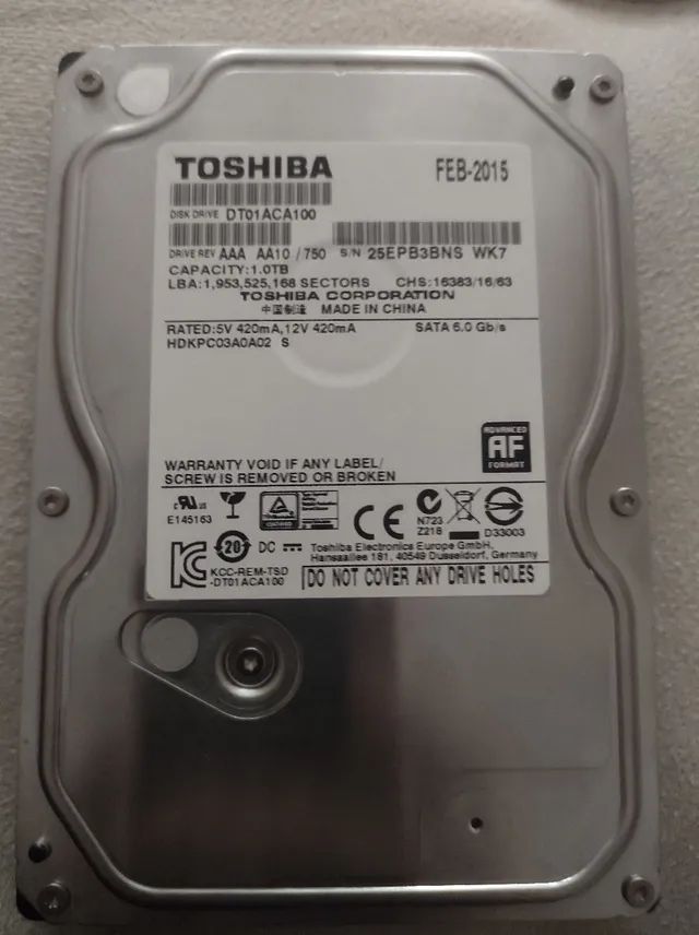 HD Toshiba para PC 1 TB SATA