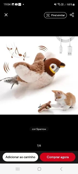 Passarinho recarregável de Pelúcia Interativo para Gatos  - Foto 3