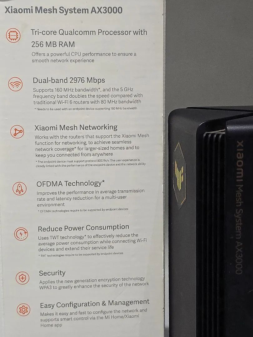 Roteador Xiaomi Mesh System AX3000 WiFi 6 Conectividade e
