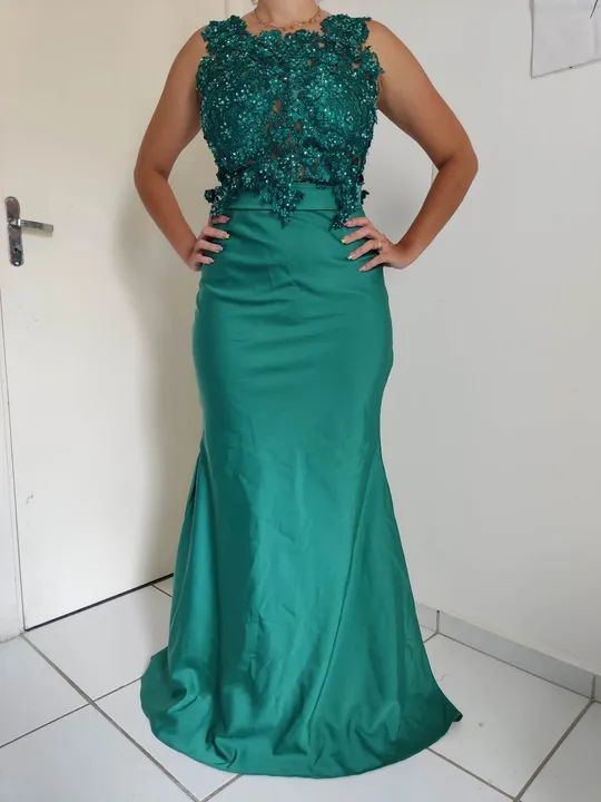 Vestido festa verde esmeralda 