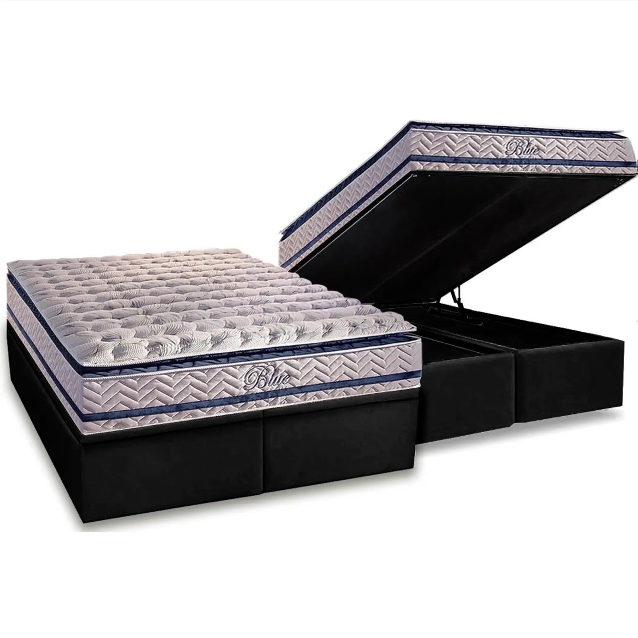 Colchão Queen Blue + Base Box Baú tt43