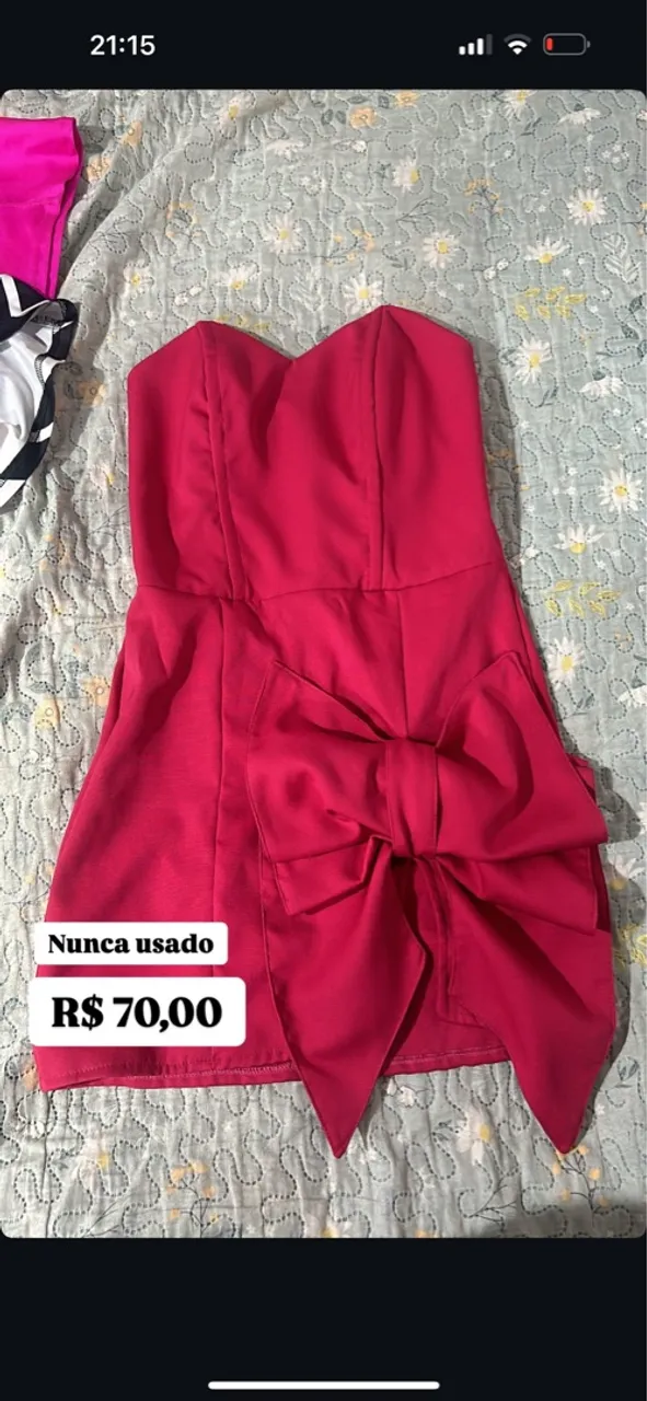 Vestido Rosa Strapless com Laço novo