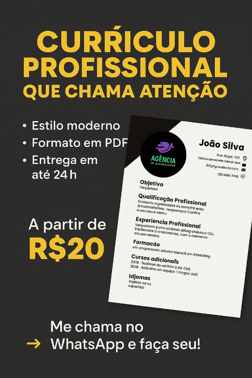 Currículo Profissional Que Chama Atenção - Entrega Rápida