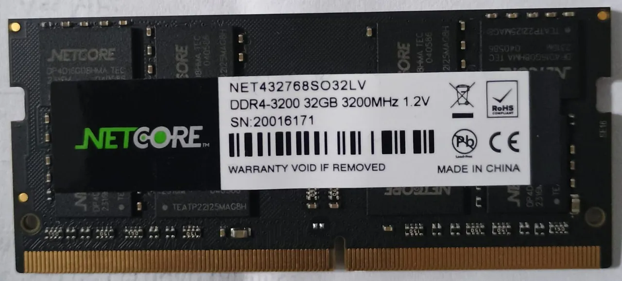 Memória RAM Netcore DDR4 32GB 3200MHz