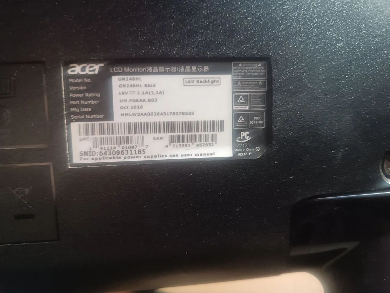 Monitor 144hz Acer 64396507097347123