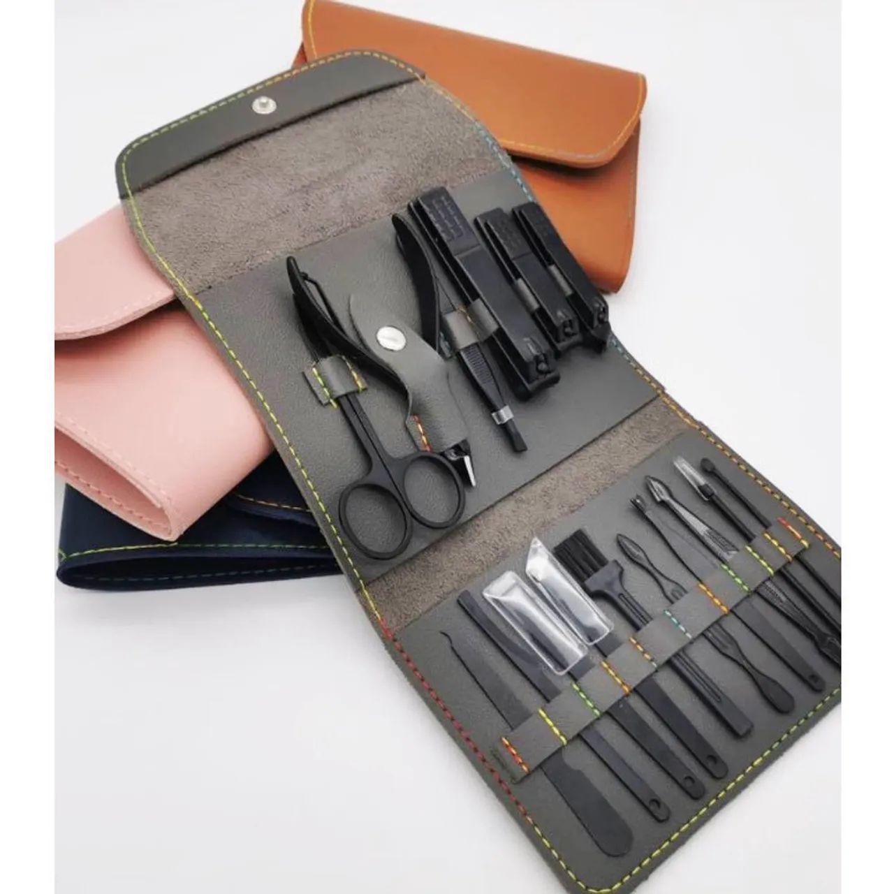 Kit cortador de unhas 16 peças com bolsa de couro - Foto 2
