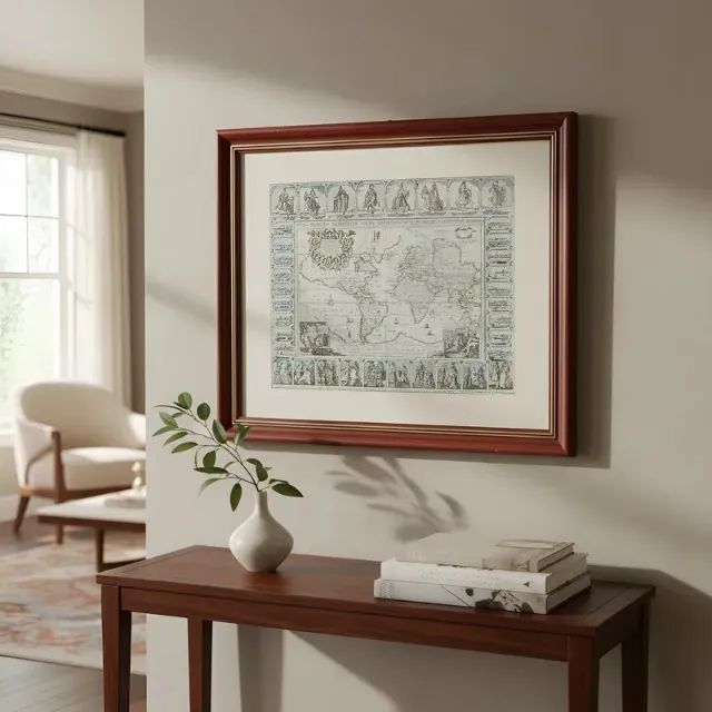 Quadro decorativo mapa mundi história geografia antigo