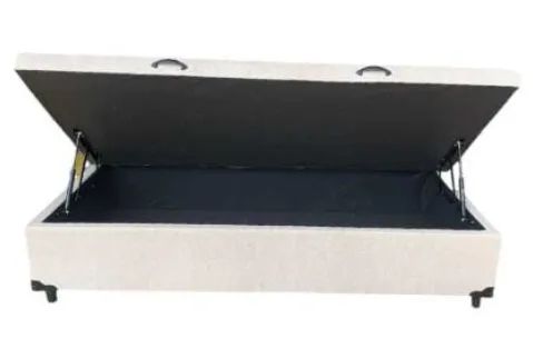 Cama Box Baú Solteiro Blindado Linhão Bege com pistão a gás - Foto 4