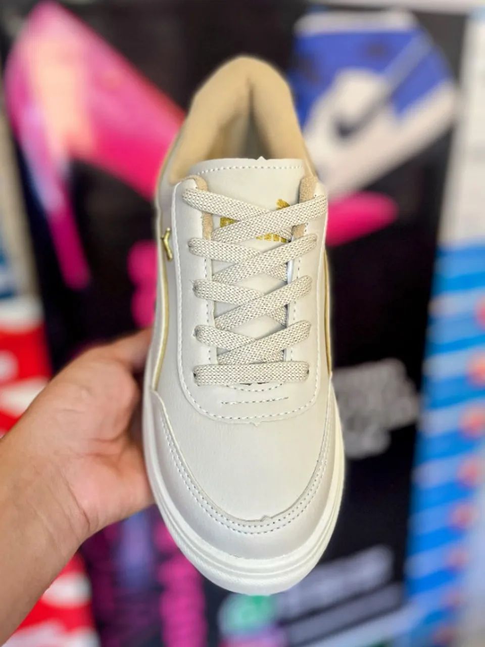 Tenis Casual feminino a pronta entrega plataforma bege - Foto 5