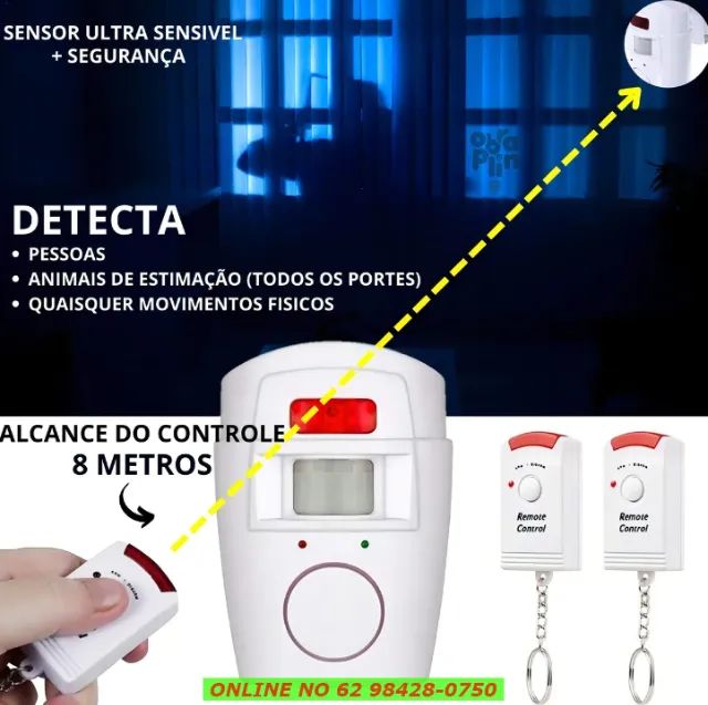 Alarme Mini S/ Fio Residencial Comercial 02 Controles Remoto - Foto 2