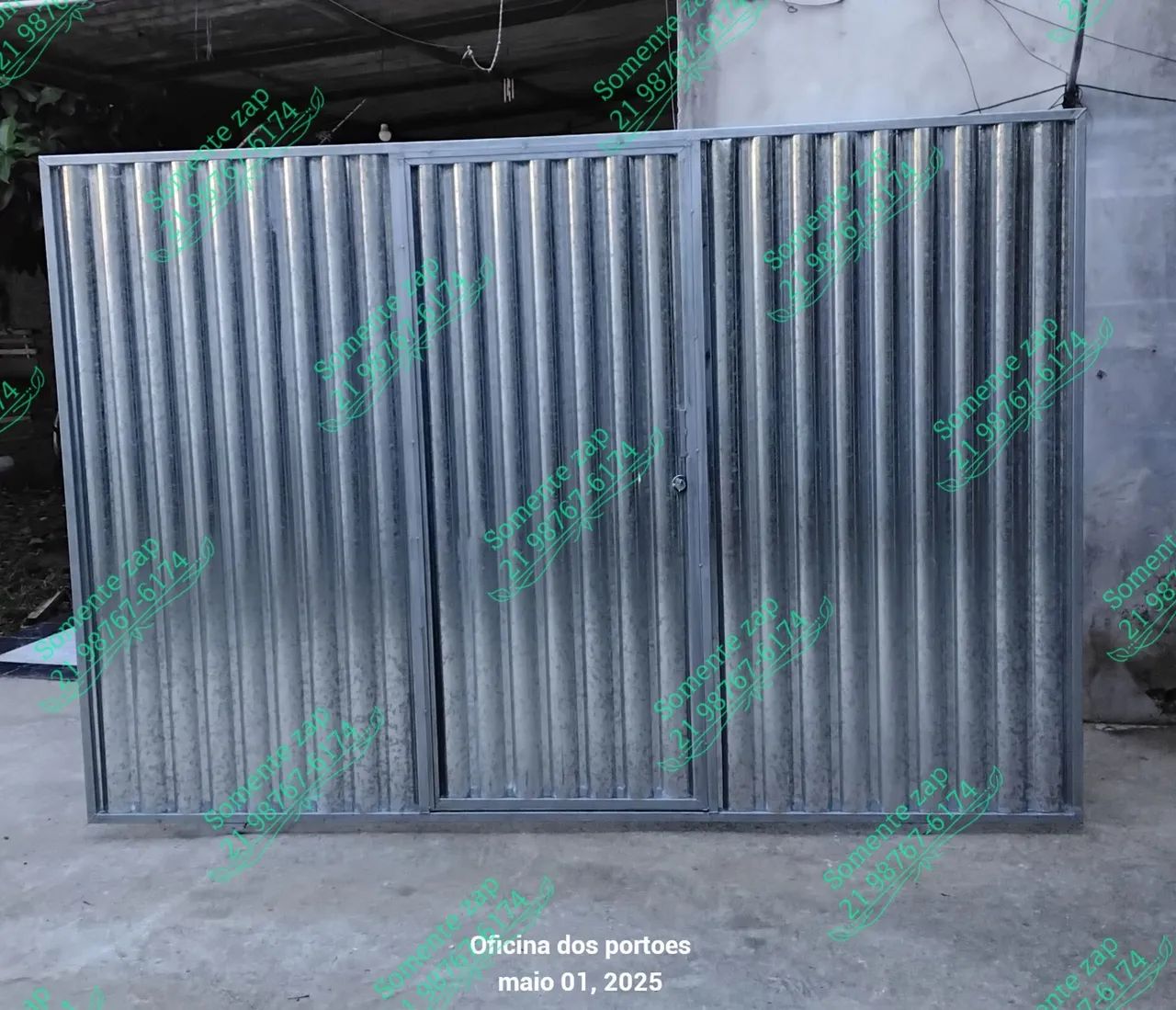 Portão garagem em aço galvanizado 2,10 X 3,00 completo com social paga só na entrega - Foto 2