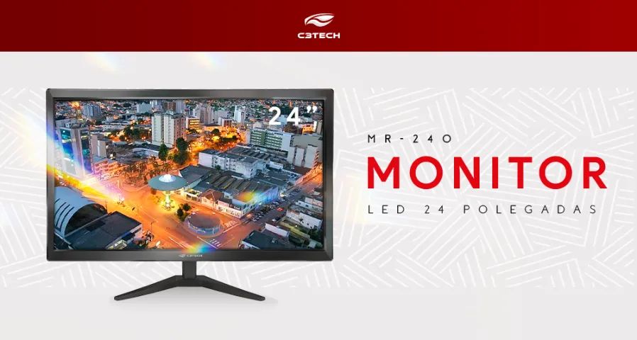 Monitor C3Tech 24" Led, Full HD, 60Hz, 5ms, IPS, Vesa, Widescreen, Hdmi/VGA - WZetta - Foto 6