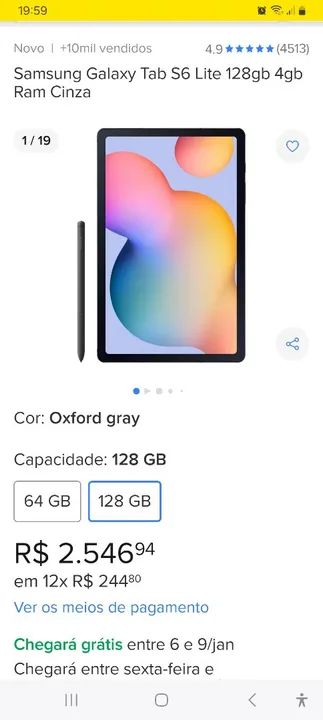 Tablet Samsung S6 LITE 4G/ WIFI 128GB com capa, teclado, S Pen (Caneta) e NOTA FISCAL - Foto 3