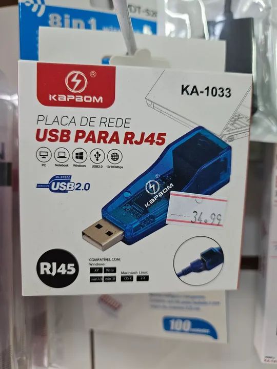 Placa de Rede USB RJ45 Kapbom - Nova
