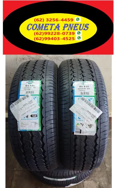 (4undisp) Kit 2 Pneus aro 15 medida 225/70r15 c carga marca Milever (original)