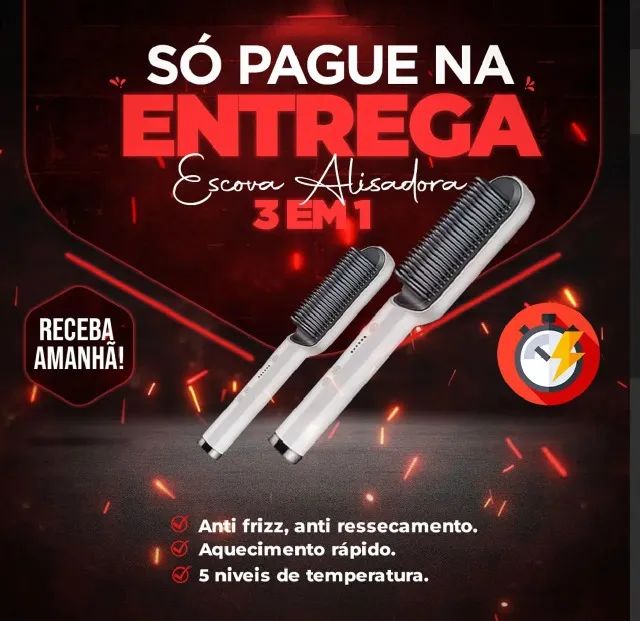 Escova Alisadora 3 em 1(PAGUE SOMENTE NA ENTREGA)