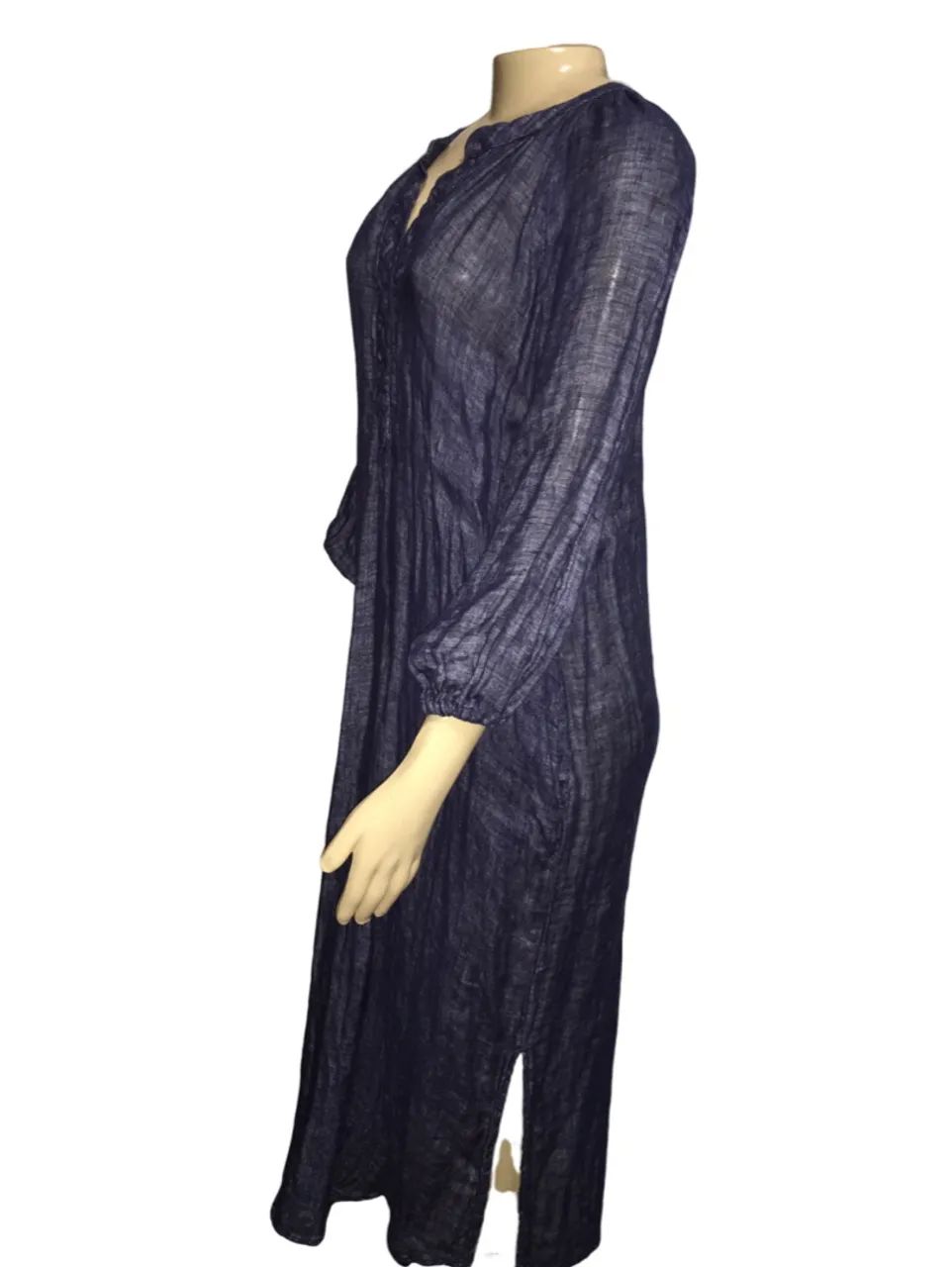 Vestido Longo Azul de Linho