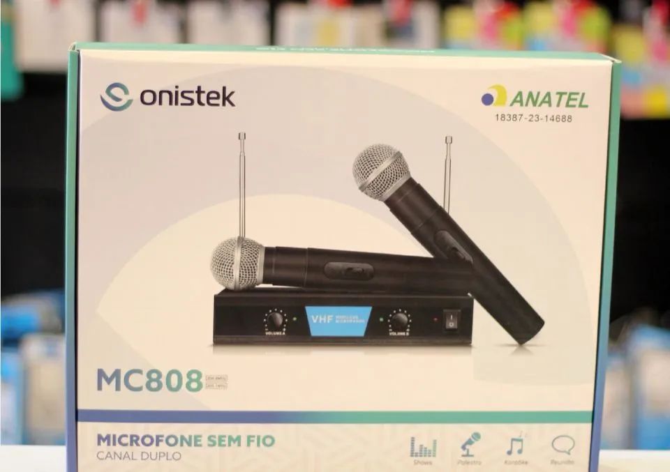 Microfone Sem Fio Duplo Onistek MC808 - Foto 3