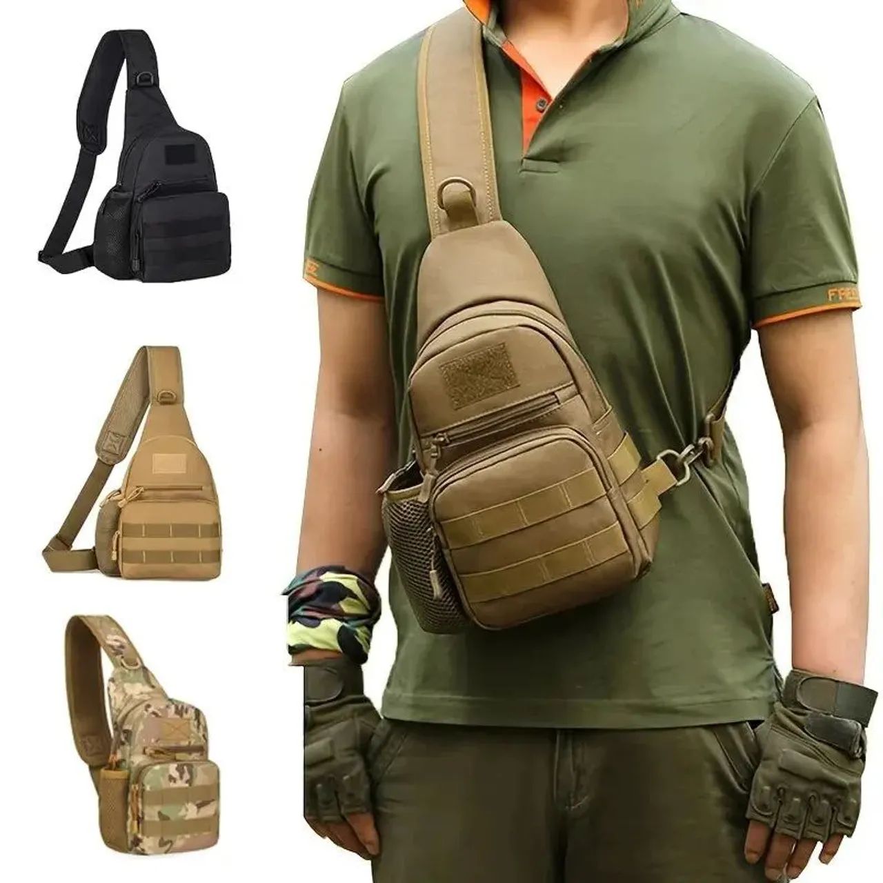 Bolsa Transversal Militar Peito E Ombro Impermeável Masculina - Foto 5