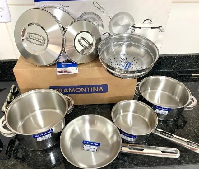 jogo de panela tramontina inox Nova!