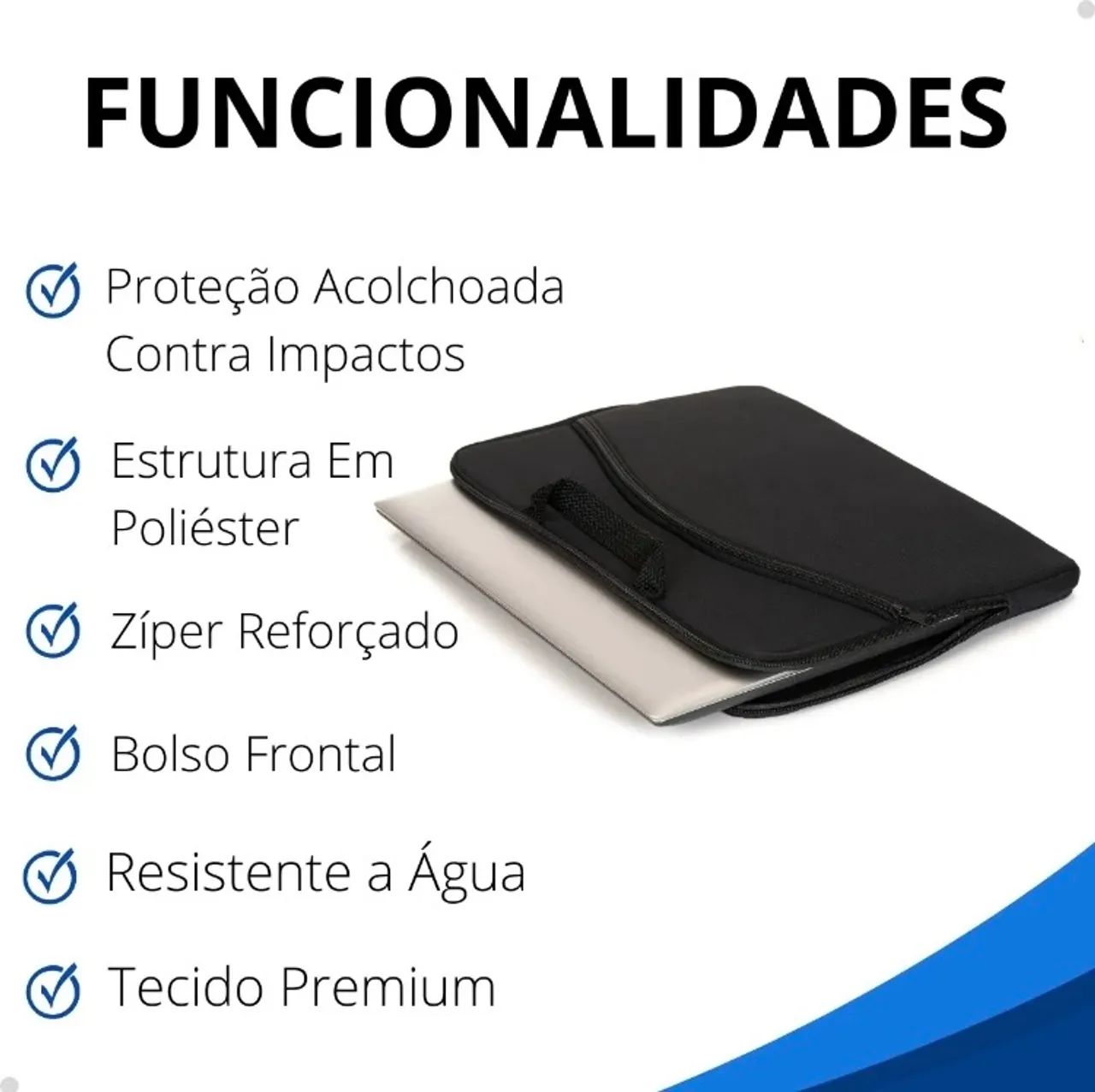 Case Pasta Maleta Capa Para Ultrabook Notebook 15 15,6 Pol - Foto 6