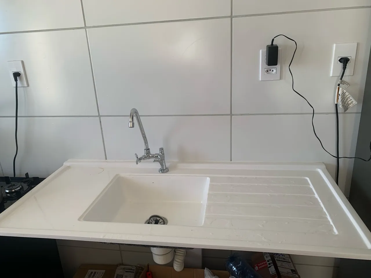 Pia de cozinha fibra branca NOVA