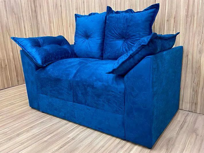 Conjunto Sofá 2 e 3 Lugares Suede Azul - Foto 3