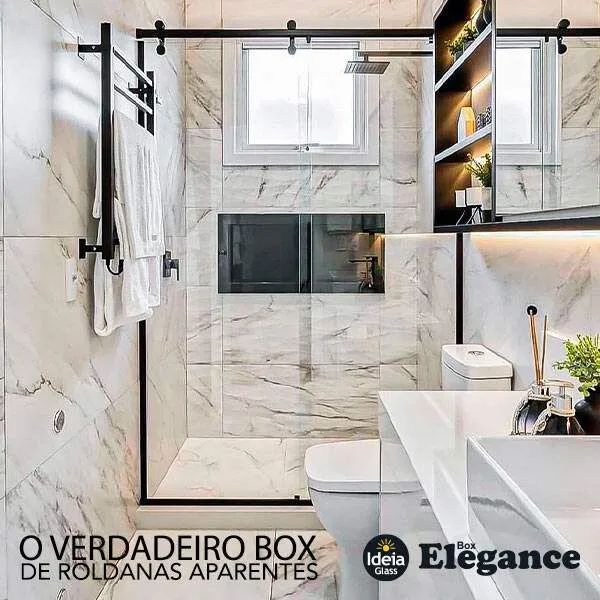 Box de vidro para banheiro com moldura dourada - Foto 3