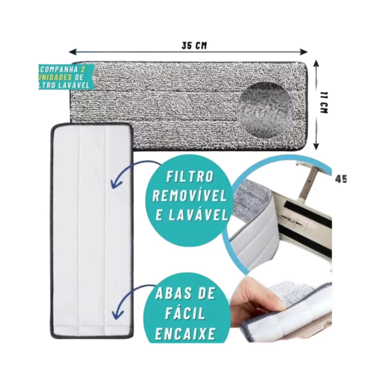 Mop plano inteligente com cabo extensível - Foto 4