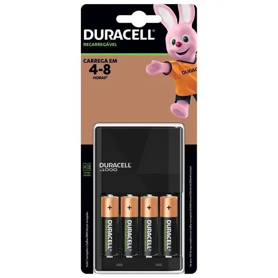 Carregador de Pilhas Duracell AAA/AA 1.2v CEF14BR4 com 4 Pilhas AA - WZetta