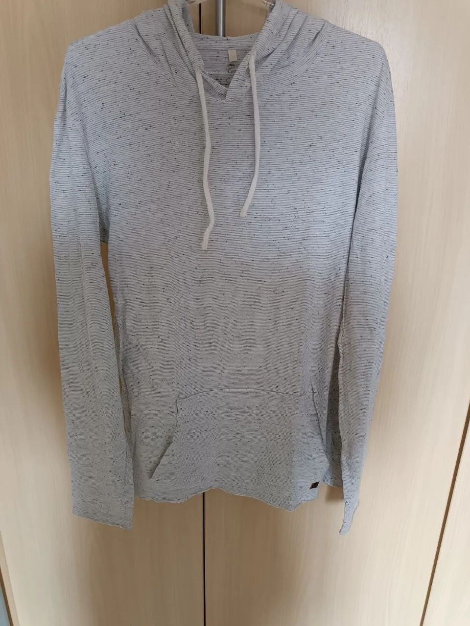 Camisa Manga Longa Branca e  Cinza Mescla PP