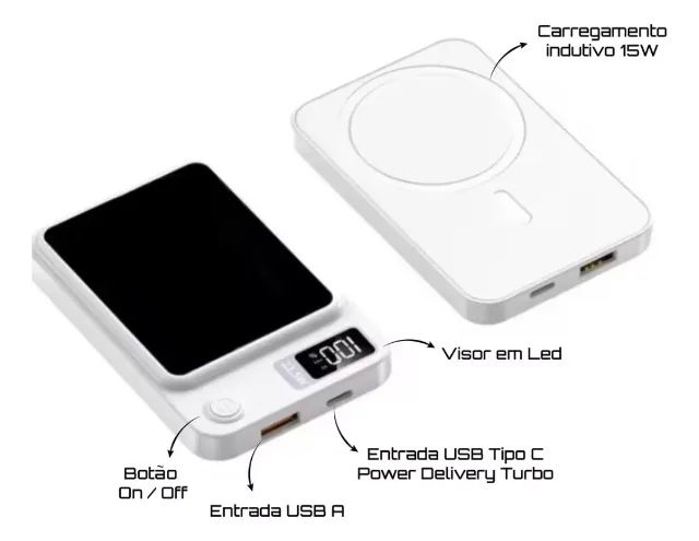 Power Bank 10000mah Carregador Portatil Por Indução Agold - Foto 5