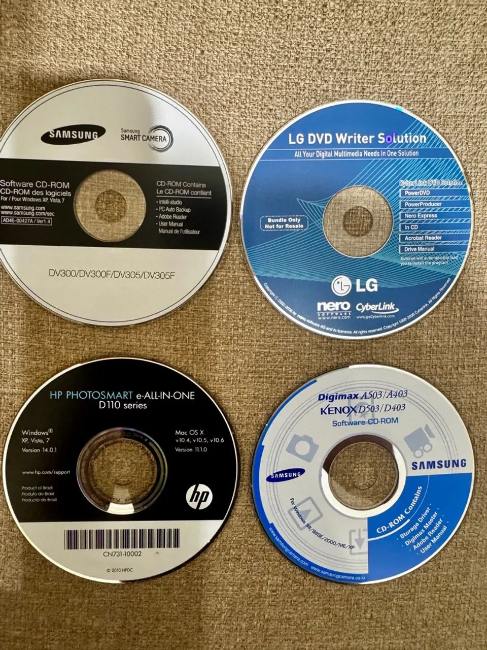 CDs de Software Diversos - Samsung, HP, LG e Digimax