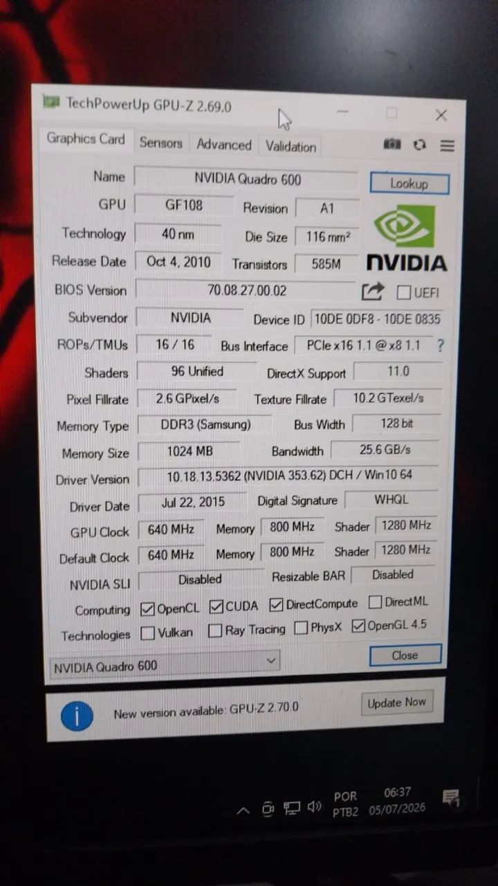 Placa de Vídeo Quadro k600  - Foto 5