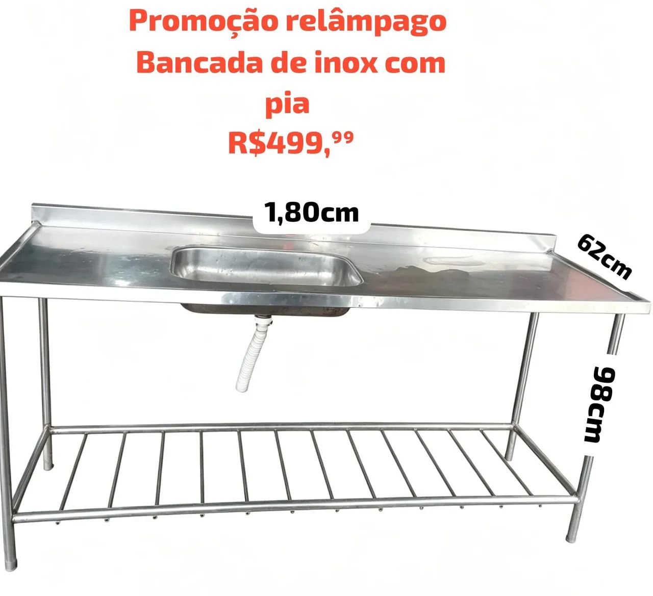 Bancada de inox com pia  - Foto 2