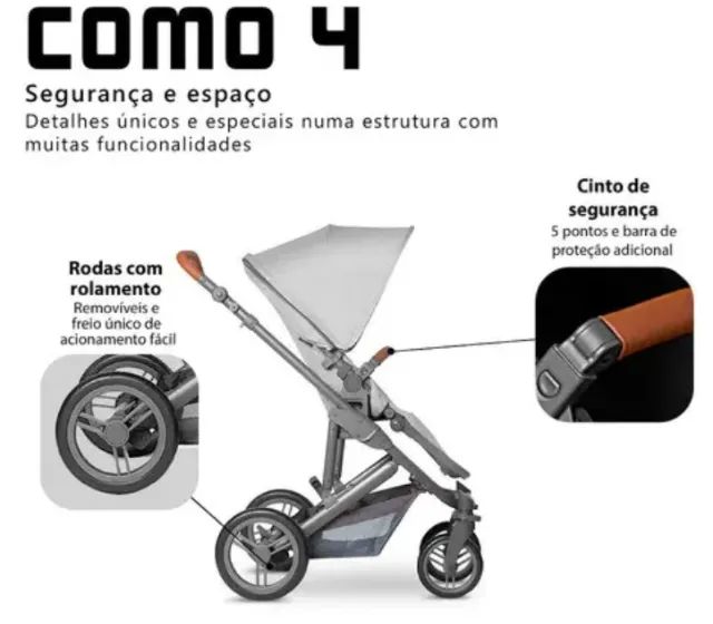 Carrinho Abc Design Como 4 , Bebê Conforto , Moisés E Base Cor Cinza-claro - Foto 4