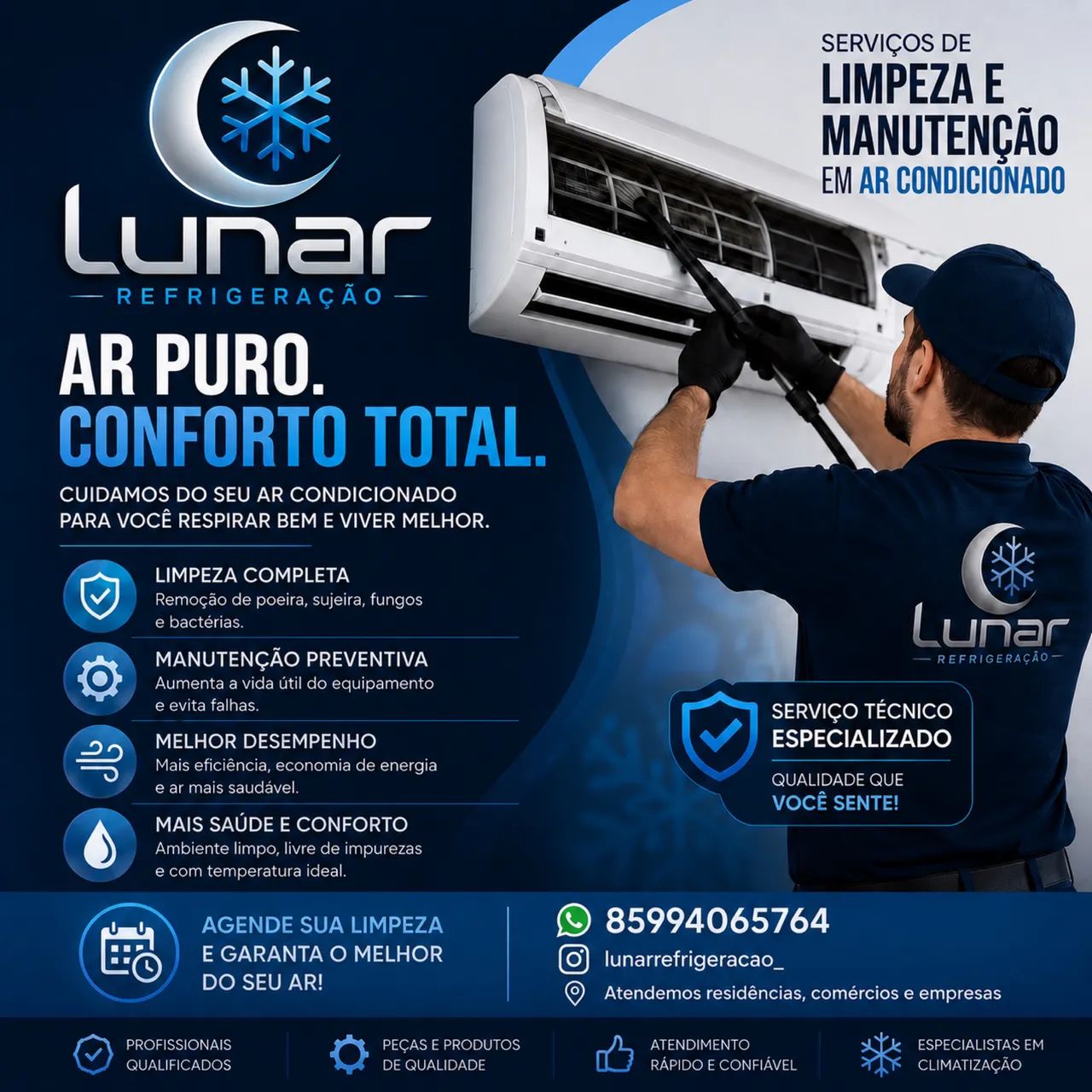 Limpeza e manutenção em ar condicionados